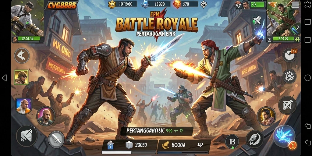 Tampilan gameplay seru dalam CVG8888 dengan aksi Battle Royale yang menegangkan.