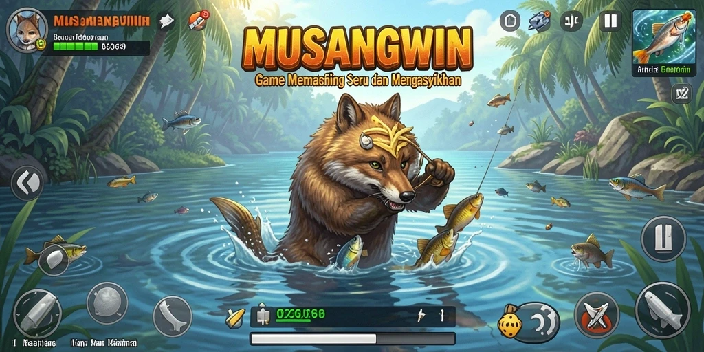Gameplay seru memancing ikan di MUSANGWIN.